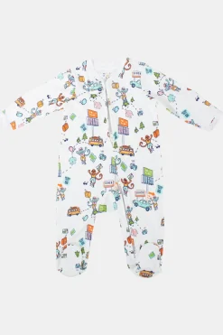 Infant On The Road Zipper Footie