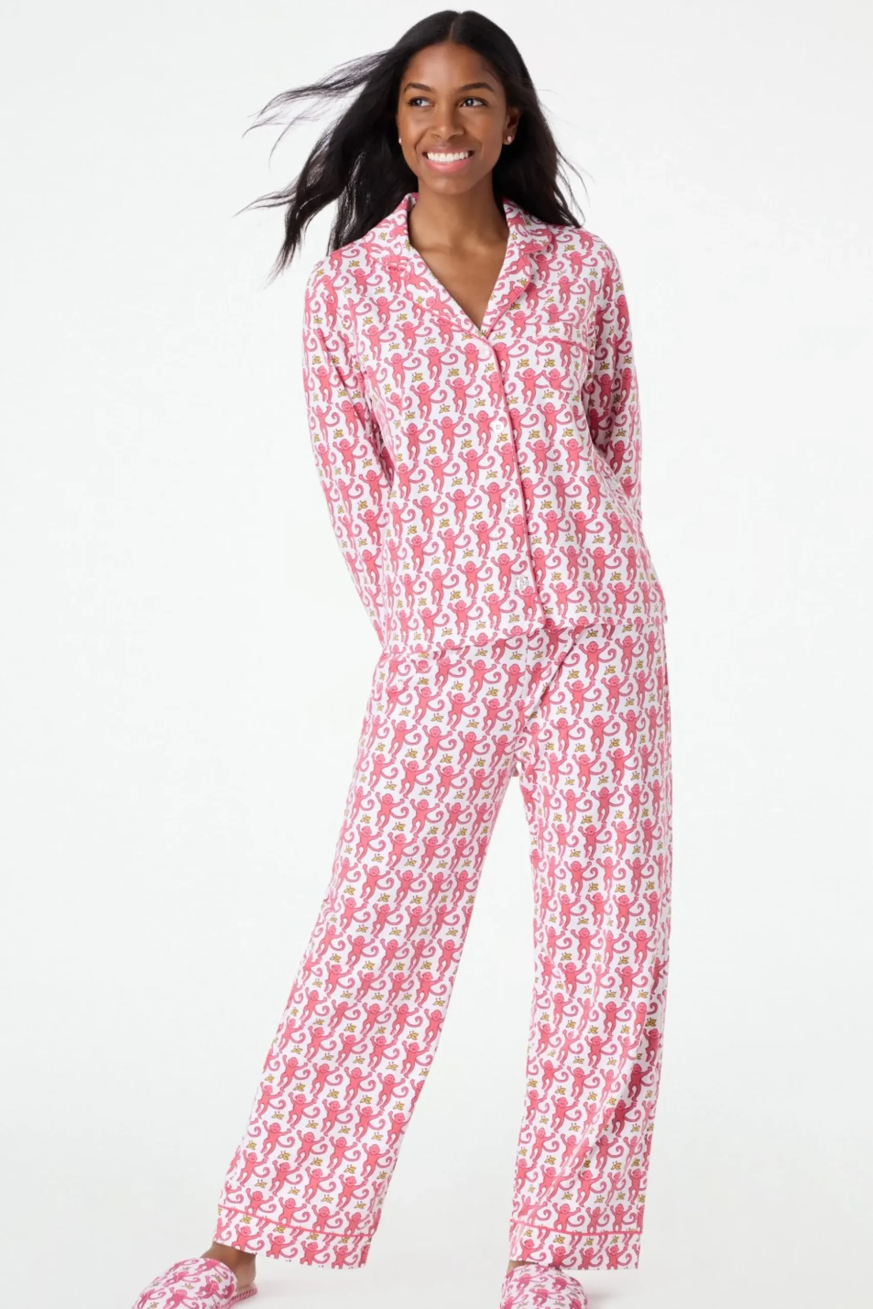 Monkey Long Sleeve Polo Pajamas
