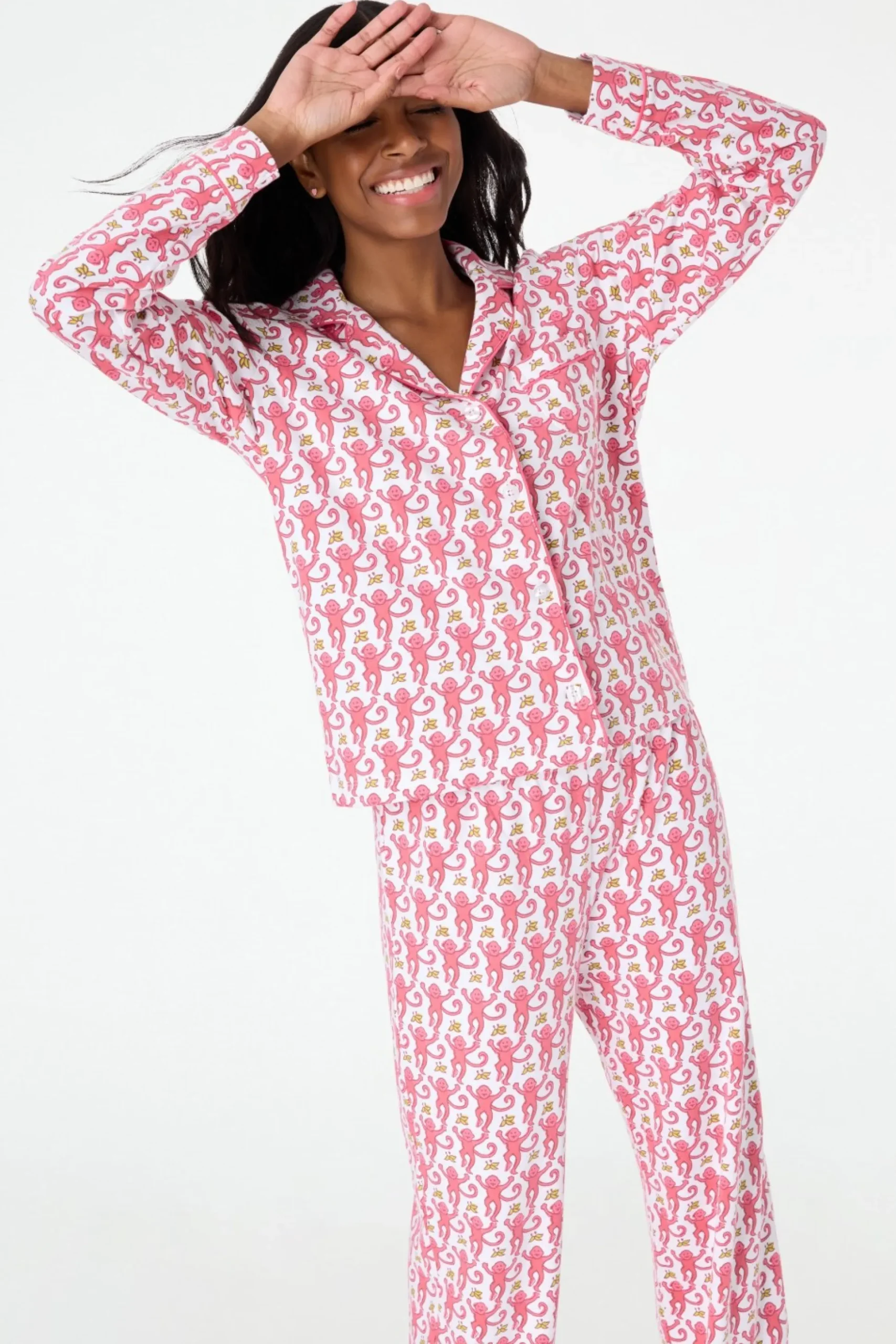 Monkey Long Sleeve Polo Pajamas