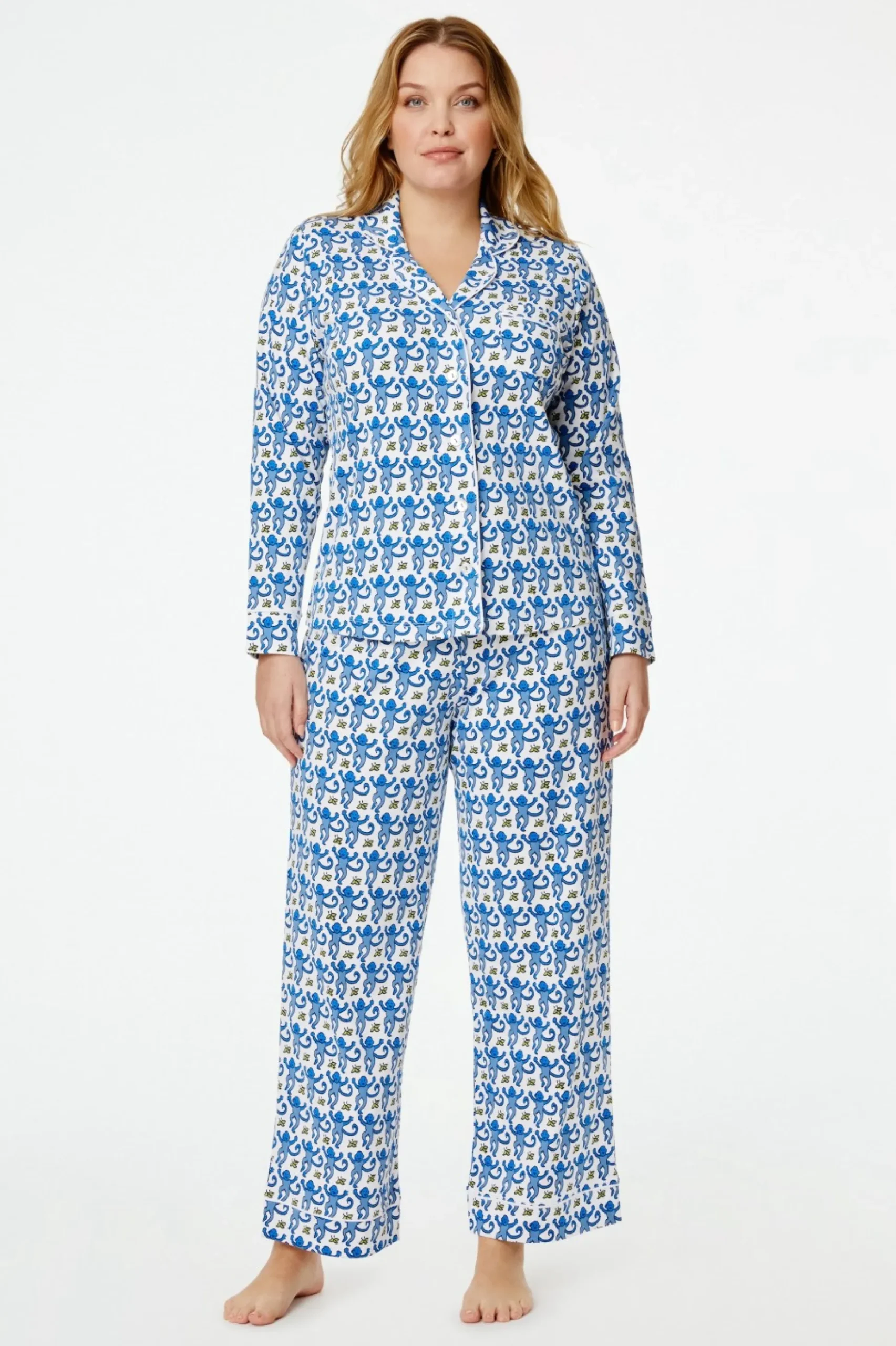 Monkey Long Sleeve Polo Pajamas