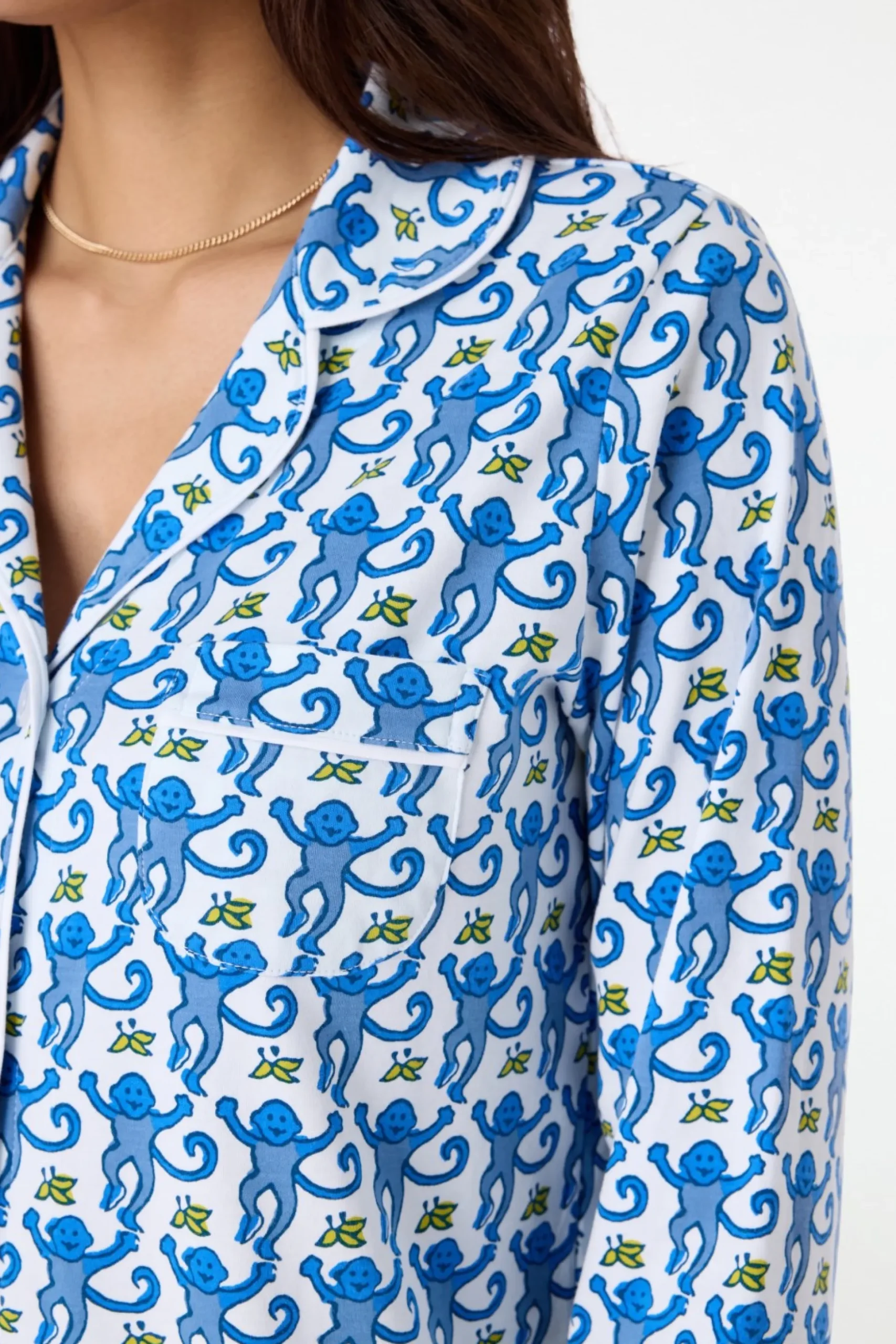 Monkey Long Sleeve Polo Pajamas
